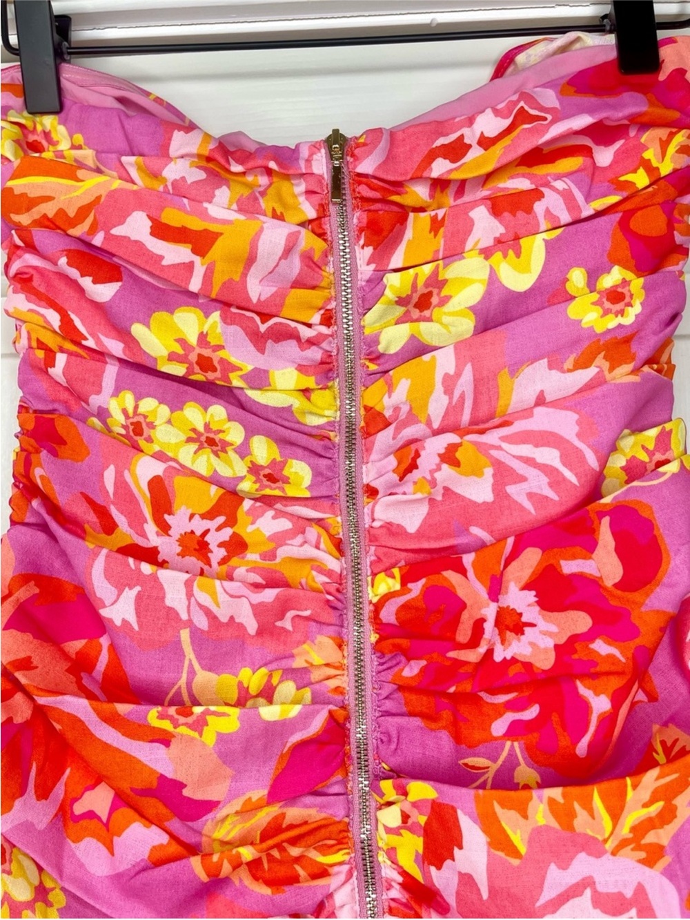 NWT Seven Wonders Kanyo Pink Floral Ruched Mini Dress XS Hello Molly - Picture 11 of 13